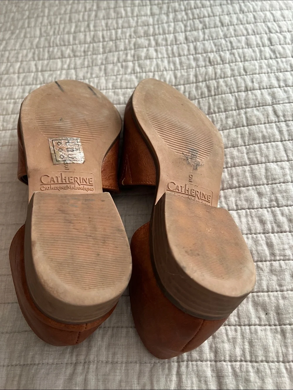 Catherine Malandrino Leather D'Orsay Pointed-Toe Flats in Tan Brown